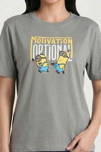 Zivame Minions Knit Cotton Loungewear Top - Ultimate Grey — thumbnail 6